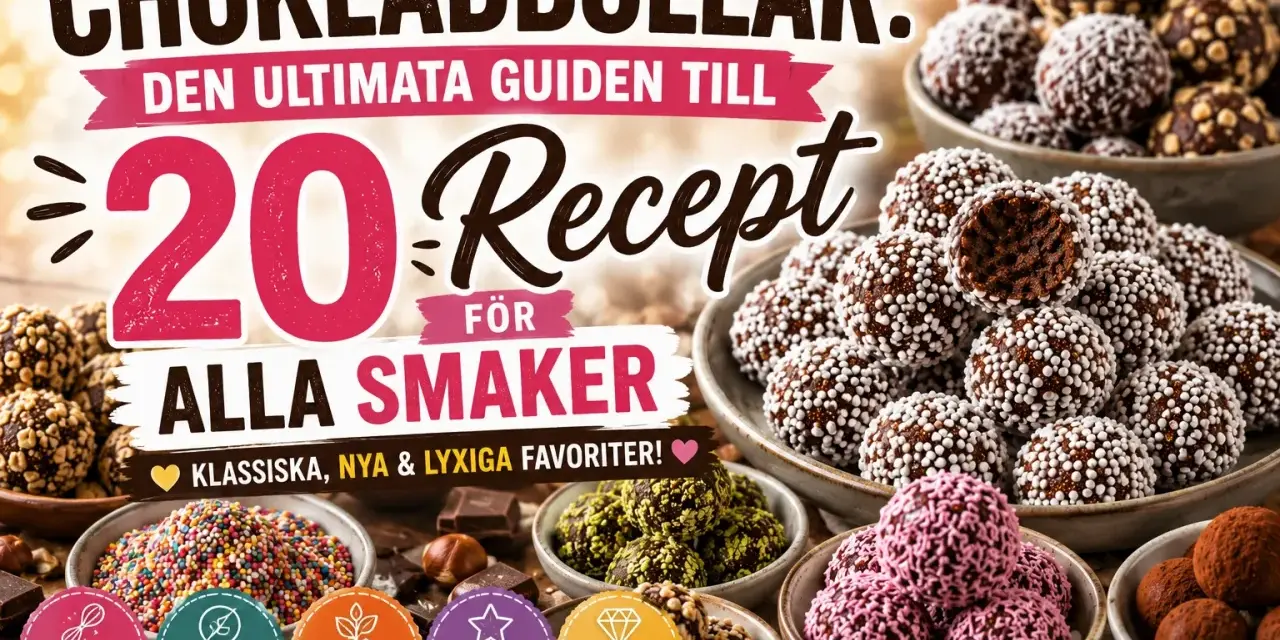 Chokladbollar: den ultimata guiden till 20 recept för alla smaker. Här finns klassiska, nya och lyxiga favoriter, med alternativ utan socker och veganska varianter.